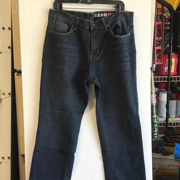 IZOD DENIM JEANS  34W 30L (#IZ23)  LIKE NEW - DARK DENIM - Picture 6 of 7